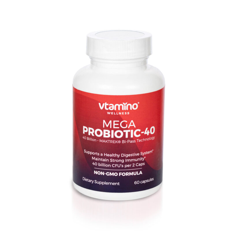 Vtamino Mega Probiotic 40 Billion- Maintains Healthy Intestinal Flora (30 Days Supply)