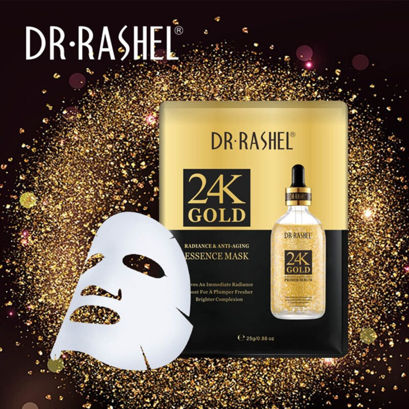 Dr Rashel 24k Gold Radiance & Anti Aging Essence Facial Sheet Mask – 5piece 25g - Image 2