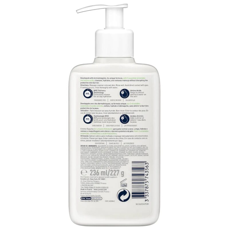 CeraVe Cream to Foam Cleanser 236ml ( Normal to dry skin ) - Image 5