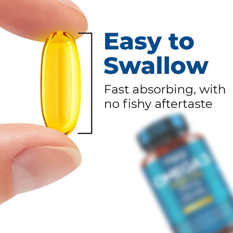 Omega 3 1000mg Capsules - 365 Fish Oil Tablets with EPA & DHA (Supports Heart, Vision, & Brain Health) - Image 3