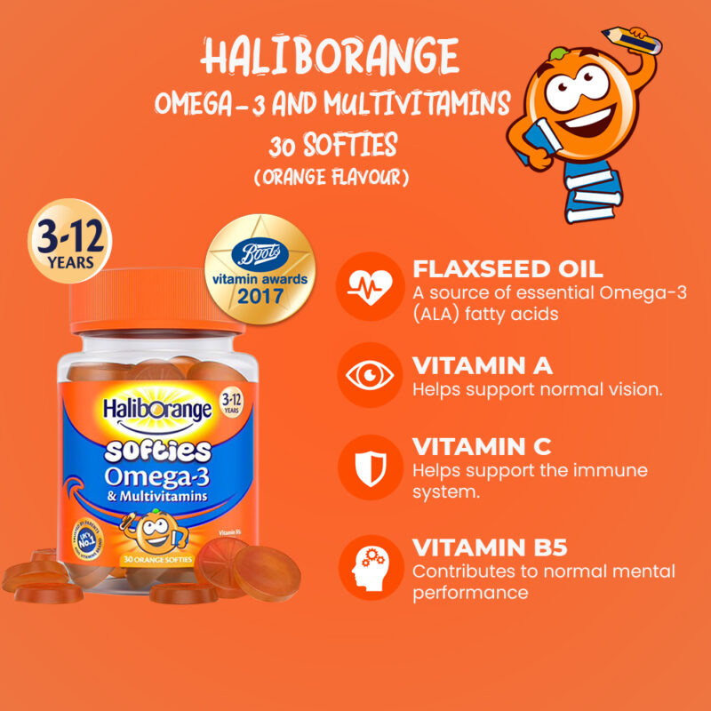 Haliborange Omega-3 and Multivitamins Softies (Orange Flavour) – 30 Softies - Image 3