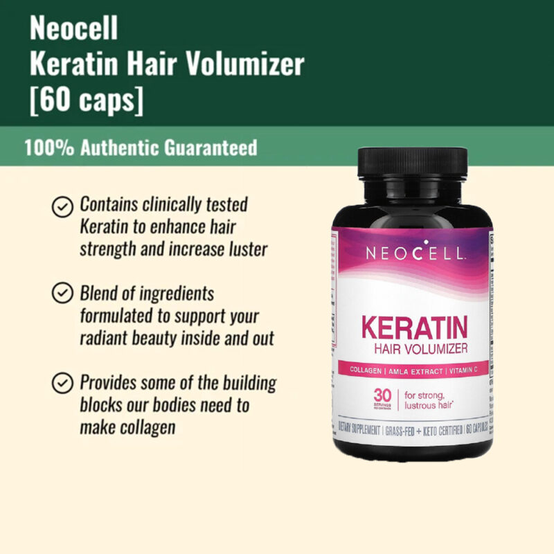 Neocell Keratin Hair Volumizer 60 Capsules (Supports healthy hair growth) - Image 3
