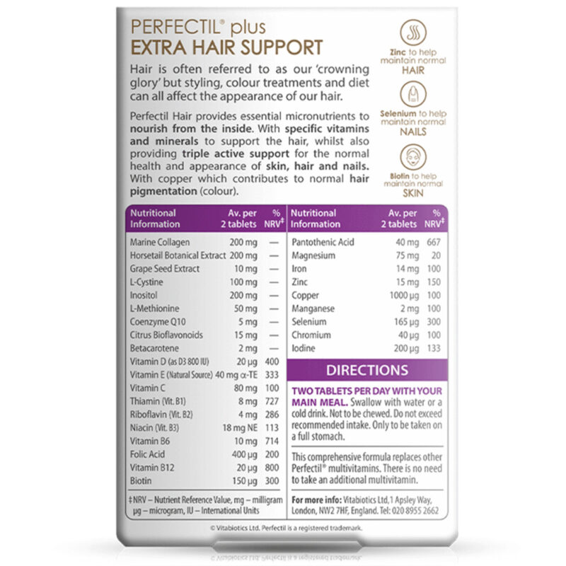 Perfectil Hair Vitabiotics (Advanced Nutrition for Hair) 60 Tablets - Image 2