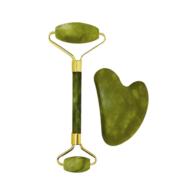 Jade Roller Natural Stone 2 Piece Set (Skin Massager for Face, Neck and Eye Treatment) - Image 2