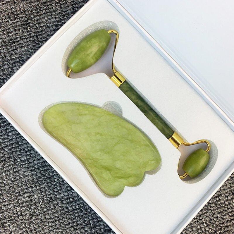 Jade Roller Natural Stone 2 Piece Set (Skin Massager for Face, Neck and Eye Treatment) - Image 3