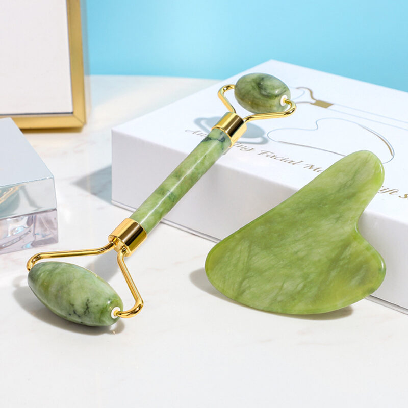 Jade Roller Natural Stone 2 Piece Set (Skin Massager for Face, Neck and Eye Treatment) - Image 4