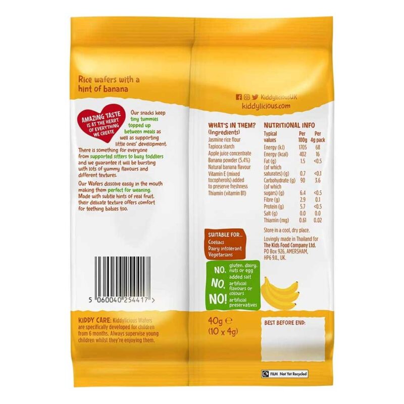 Kiddylicious Banana Wafers Snack 40g (6 Months Onwards) - Image 2