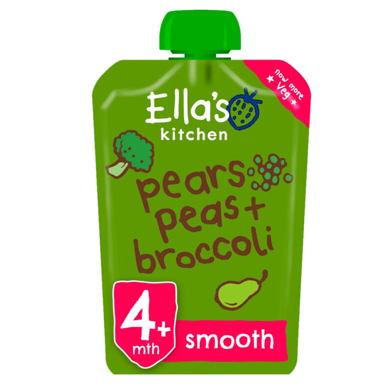 Ella’s Kitchen Organic Pears, Peas & Broccoli Baby Pouch 4+ Months 120g (4Months Onwards)