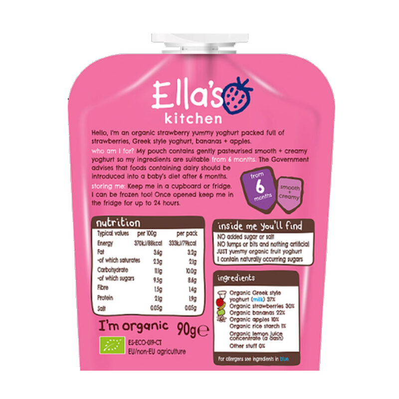 Ella’s Kitchen Organic Strawberry Yoghurt Baby Pouch 90g (6 Months Onwards) - Image 2