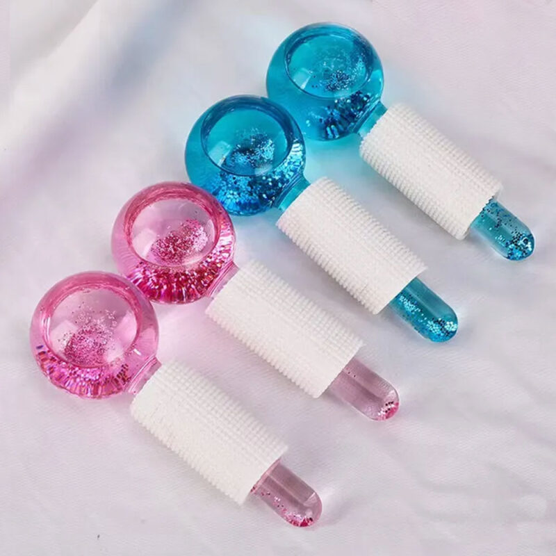 Ice Globe Facial Massage Roller 2 Piece Set (Skin Massager for Face & Eye Treatment)