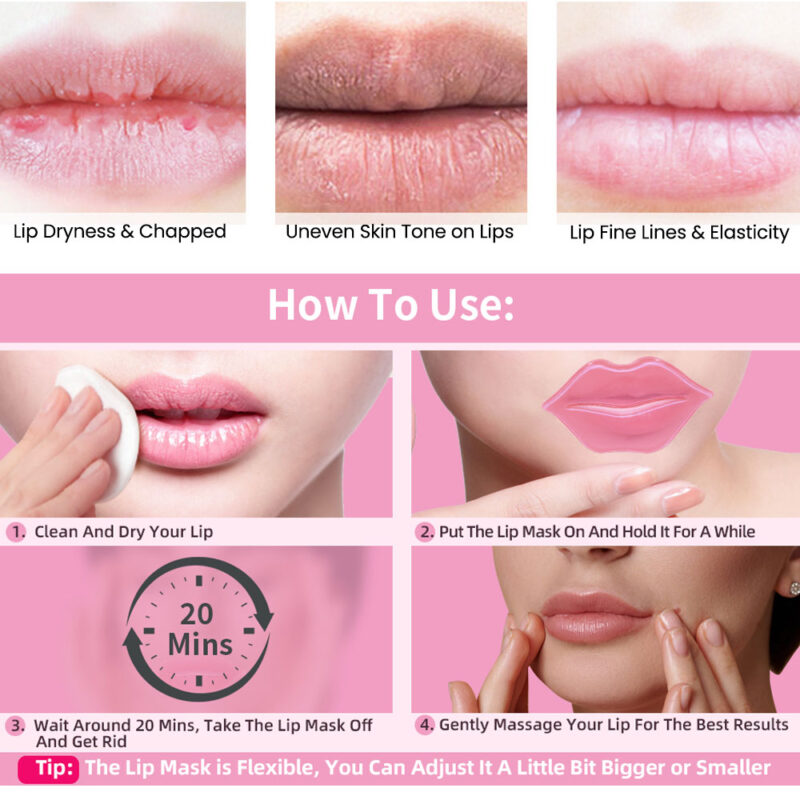 Lip Mask Sheet 5 Piece Set (Collagen Hydrating Lip Treatment) - Image 2