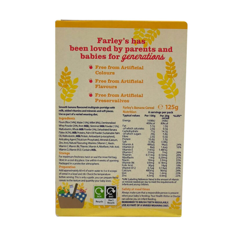 Farley's Cereals Creamy Banana Porridge 125G (6 Months Onwards) - Image 2