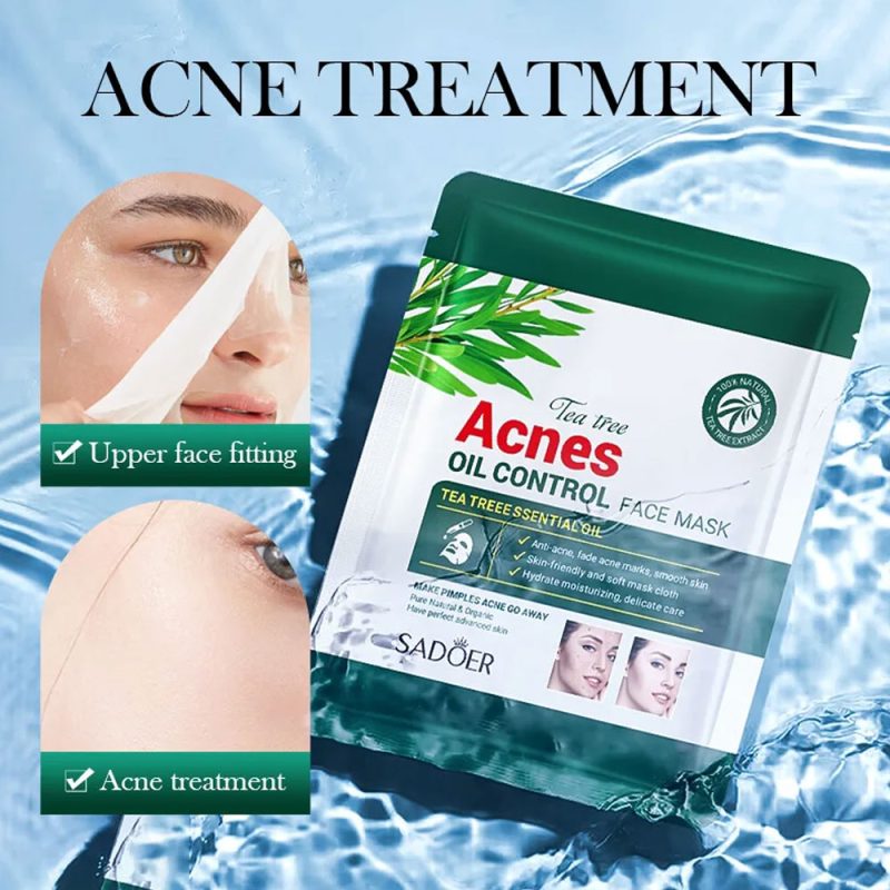 Sadoer Tea Tree Oil Control Face Mask Sheet 3 Pack Set (Acne Treatment) - Image 2