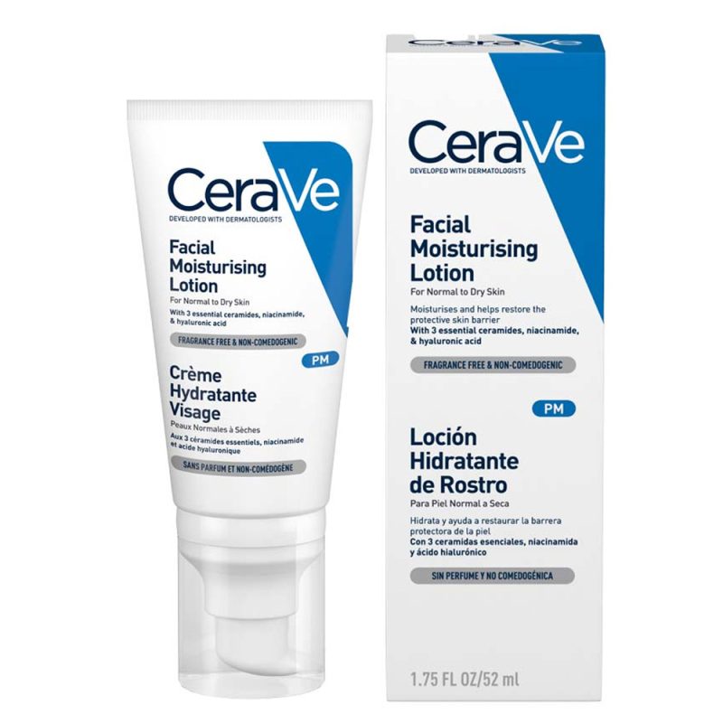 CeraVe PM Facial Moisturizing Lotion 52ml (Lightweight moisture for nightly use)