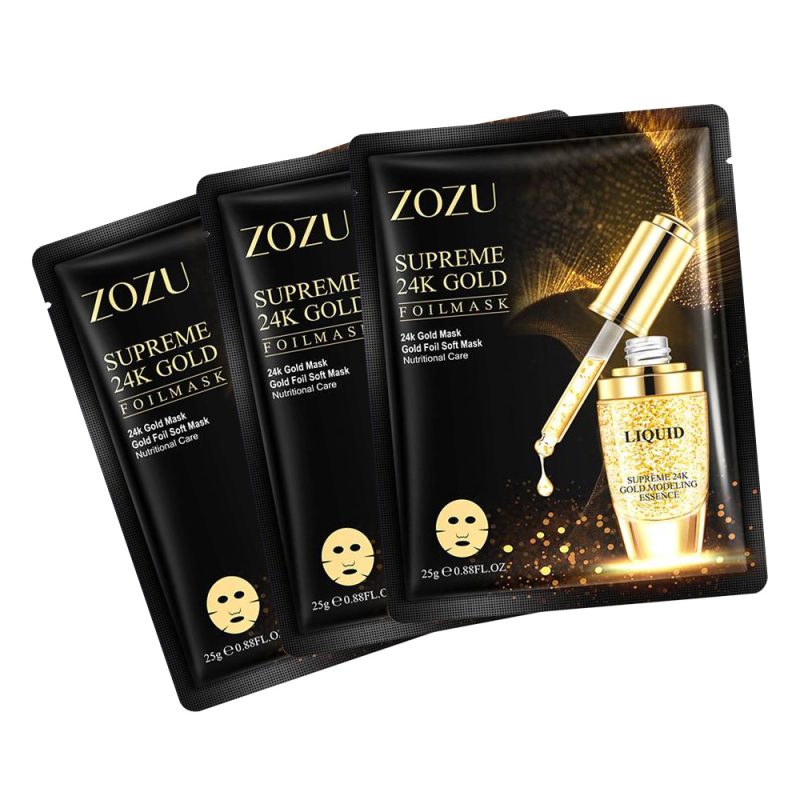 ZOZU Supreme 24k Gold Face Mask Sheet 3 Pack Set (Moisturize & Smooth the Skin)