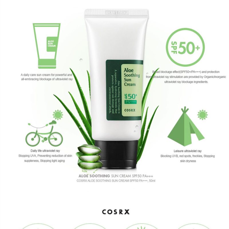 COSRX Aloe Soothing Sun Cream SPF50 PA+++ 50ml (The daily soothing sunblock) - Image 3