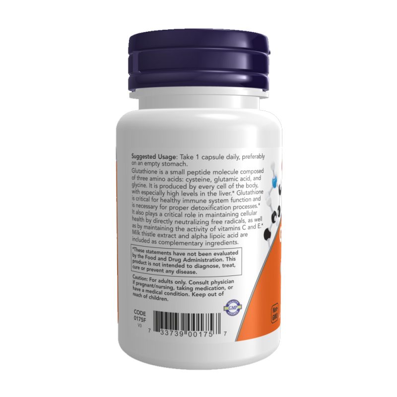 Now Glutathione 500 mg Veg Capsules (30 Veg Capsules) - Image 2