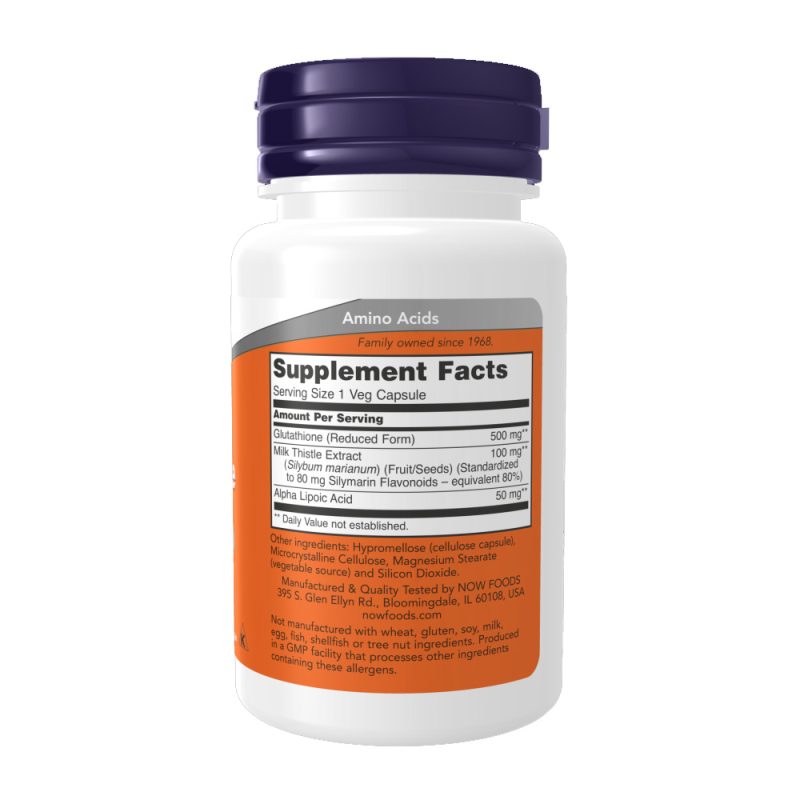 Now Glutathione 500 mg Veg Capsules (30 Veg Capsules) - Image 3