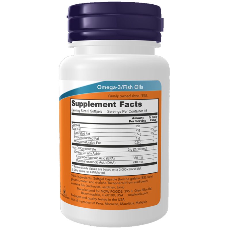 Now Omega-3 Fish Oil (Molecularly Distilled 200 Softgels) - Image 2