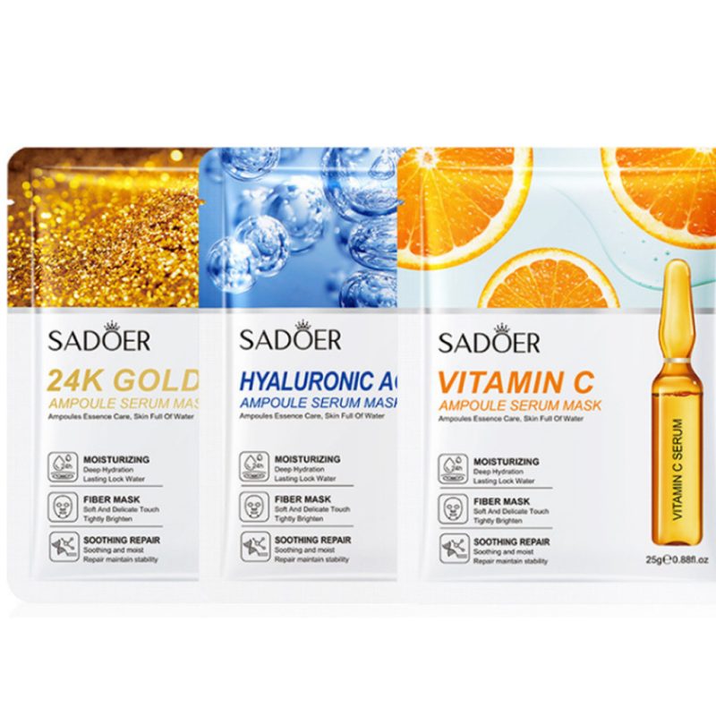 Sadoer Ampoule Serum Facial Mask Sheet - 3 Pack Set (Skin Brightening & Hydration)
