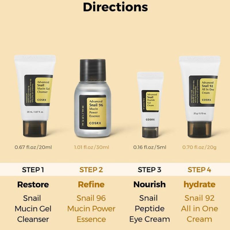 Cosrx All About Snail Kit 4-Step for dry skin & dark sport (4pcs set) - Image 3